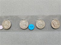 4 Benjamin Franklin half dollar; 1960d, 1961d, 196