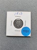 1913 Barber dime. Buyer must confirm all currency