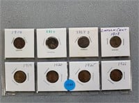 8 Lincoln pennies; 1914-1926. Buyer must confirm a