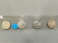4 Kennedy half dollars; 1966, 1967, 1968d, 1969d.