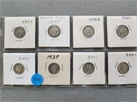 8 Mercury dimes; 1923-1941. Buyer must confirm all