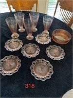 5 Depression Glass Bowls and Scallop Dishes