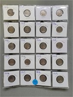 20 Buffalo nickels; various teen years. Buyer must