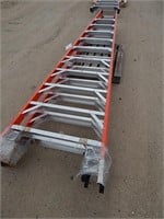 Werner 10' Stockers ladder on casters with platfor
