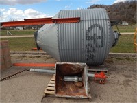 Bulk bin with hopper and auger; hopper is damaged;