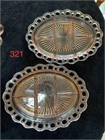 Scallop Sectioned Depression Glass Serving Dishes