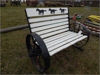 48" Yard bench made from antique spoked wheels