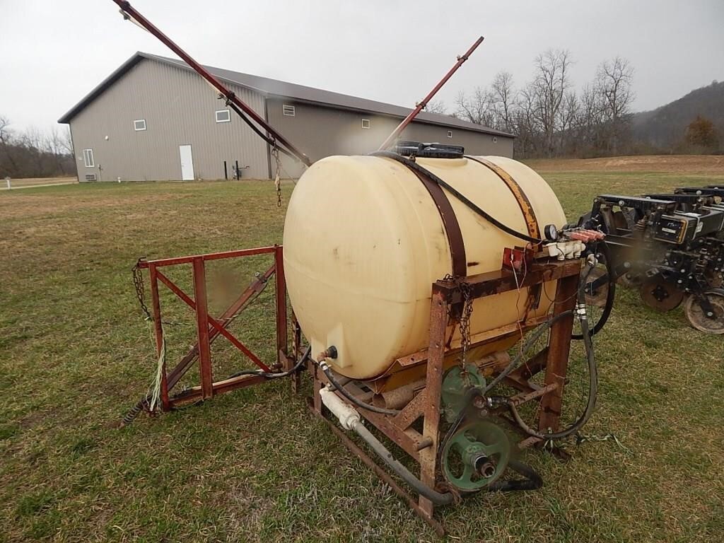 3 Point boom sprayer; gallons not known; no other