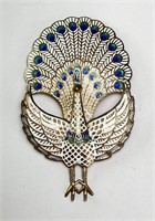 Vintage "Siam" Lg Enameled Articulated Peacock Pin