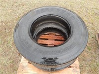 2 Good-Year semi truck tires that came off the sam