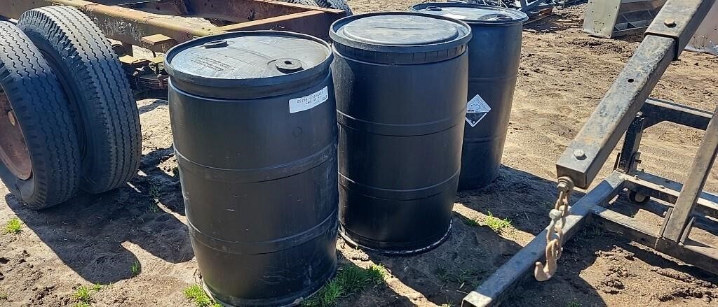 3 plastic barrels
