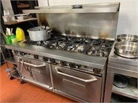 Bakers Pride 10 Burner Gas Stove w 2 Ovens