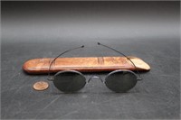 Vintage Tinted "John Lennon" Wire Glasses W/Case