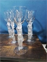 Set of 6 French bayel Bacchus male nude cordial