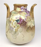 Nippon Grape Vine Triple Handled Vase