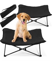 2 Pack Portable Elevated Dog Bed for Indoor and