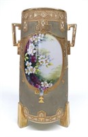 Nippon Floral Painted Geometrical Decorated Vase