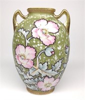 Nippon Art Nouveau Pink Poppy Flower Vase