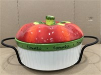 Judy Phipps Tomato Casserole Dish w/cover w/stand