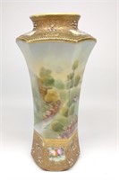 Nippon Landscape Scene Jeweled Vase
