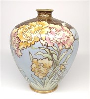 Nippon Art Nouveau Floral Brickwork Vase