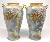 Pr of Nippon Chrysanthemum Floral Vases