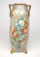 Nippon Footed & Jeweled Floral Poppy Vase