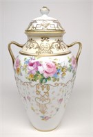 Nippon Gold Decorated Floral Covered Urn Vase