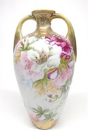 Nippon Jeweled Floral Painted Porcelain Vase