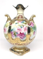 Nippon Floral Raised Gold Enamel Vase