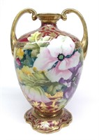 Nippon Floral Gold & Burgundy Urn Vase