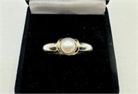 Pearl Sterling and Gold Ring