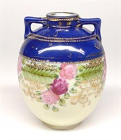 Nippon Cobalt Blue Short Round Rose Vase