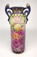 Tall IE & C. Co Cobalt Blue Floral Vase