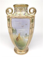 Nippon Scenic Horse & Landscape Decorated Vase