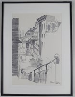 Lepine Stairs Quebec City Pencil Sketch 1962