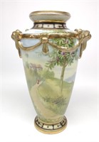 Nippon Dutch Countryside Scene Porcelain Vase