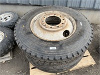 2 tires/rims 11R24.5 (1 tire unused)