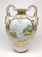 Nippon Barn & Lake Landscape Vase