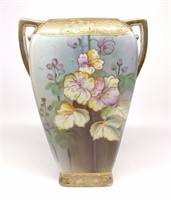 Nippon Jeweled Enamel Floral Porcelain Vase