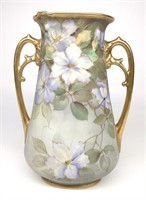 Nippon Floral Blue & Gold Painted Vase