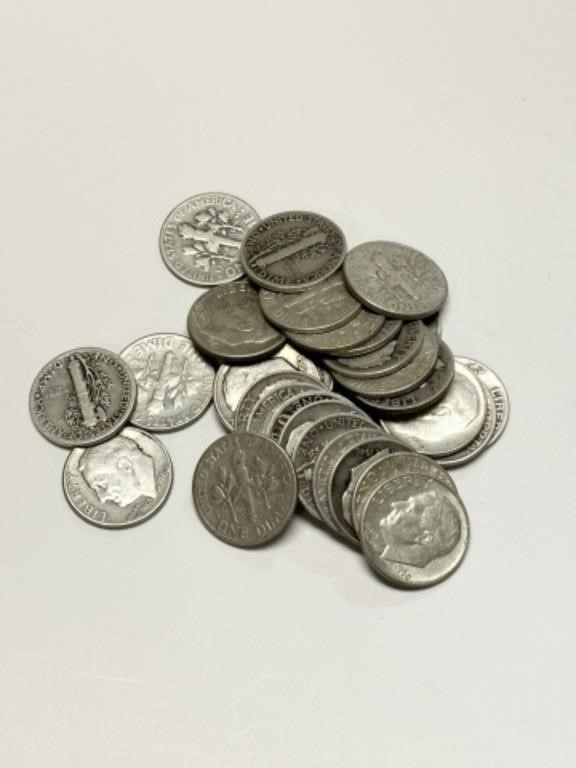 LOT OF 30 SILVER DIMES