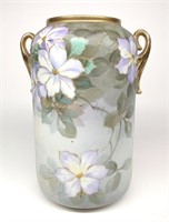Nippon Blue Floral Double Handled Vase