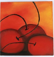 Johanne, Pop Art Cherries, Still Life, Acrylic