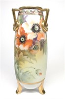 Nippon Floral Poppy Footed Porcelain Vase