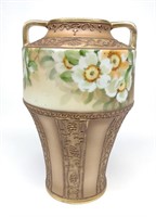 Nippon Moriage White Floral Porcelain Vase