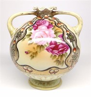 Nippon Floral Roses & Fruit Squatted Vase
