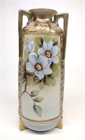 Nippon 3 Handled Footed Floral Poppy Vase