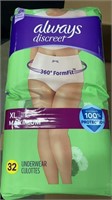 2 Pack of Always Discreet XL Maximum 32 Underwear