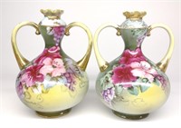 Pr of Nippon Floral Grape Vine Vases